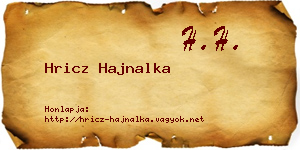 Hricz Hajnalka névjegykártya